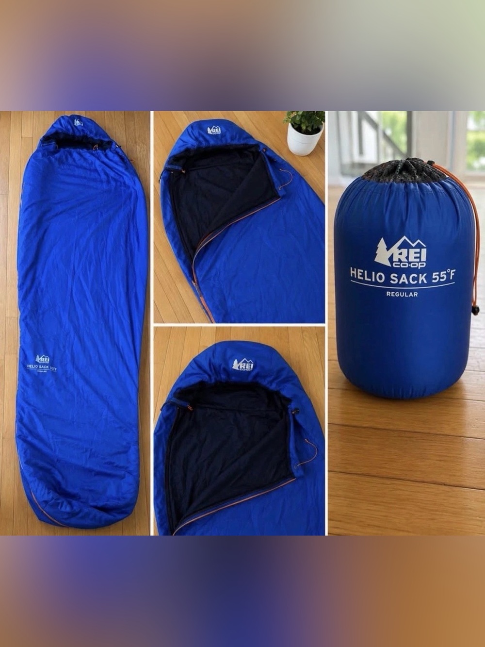 REI Co-op Helio Sack 55 55°F Regular Blue Mummy Sleeping Bag Camping Travel Camp